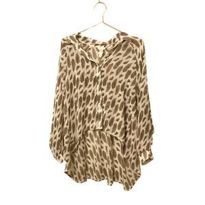 Ellison Feather High Low Semi Sheer Blouse - Size Large